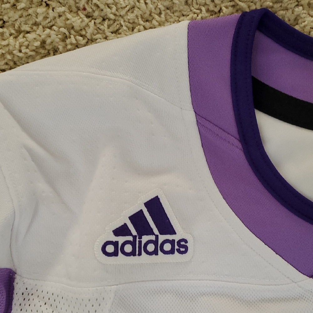 Adidas Men's Purple and White San Jose Sharks Jersey. - Picture 4 of 8